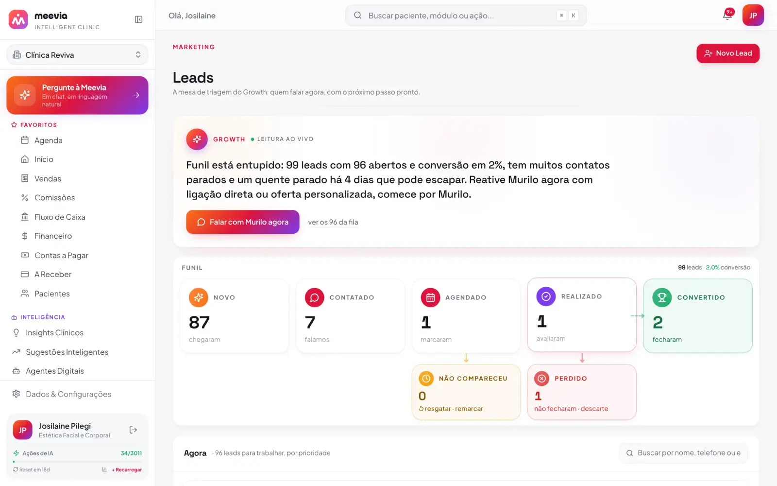 Todo lead em um pipeline organizado